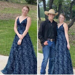 Stunning Midnight Blue Floral Gown